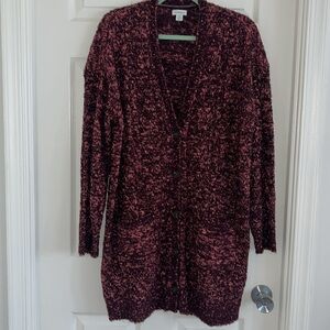 Sundance Catalog Boyfriend Cardigan. Plum & Pink. NWOT.